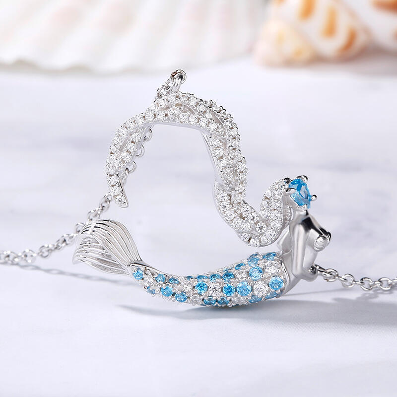 Jeulia "Ocean's Light" Sterling Silver Mermaid Gift Necklace for Valentine's Day