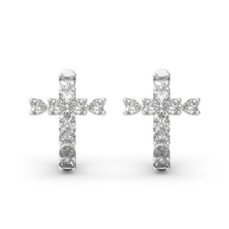 Jeulia Pendientes de aro de plata de ley con corte de corazón cruzado
