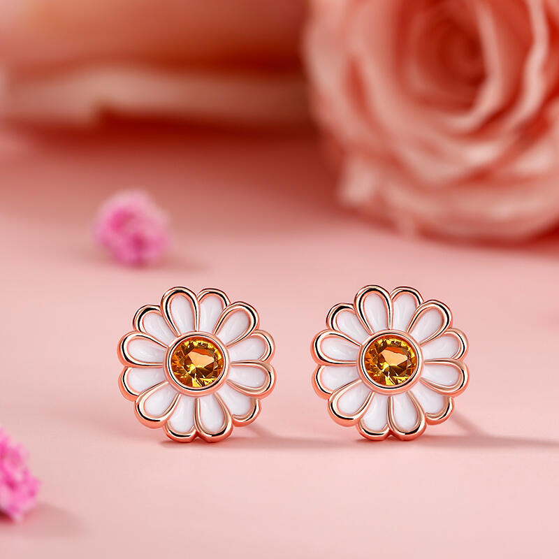 Jeulia "Small Daisy" Sterling Silver Children's Earrings