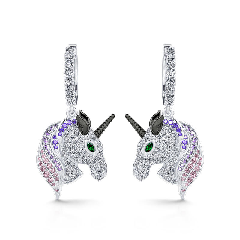 Jeulia "Dreams Come Ture" Unicorn Sterling Silver Earrings