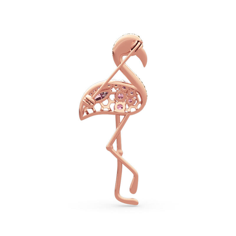 Jeulia "Fiery Passion" Flamingo Design Sterling Silver Brooch