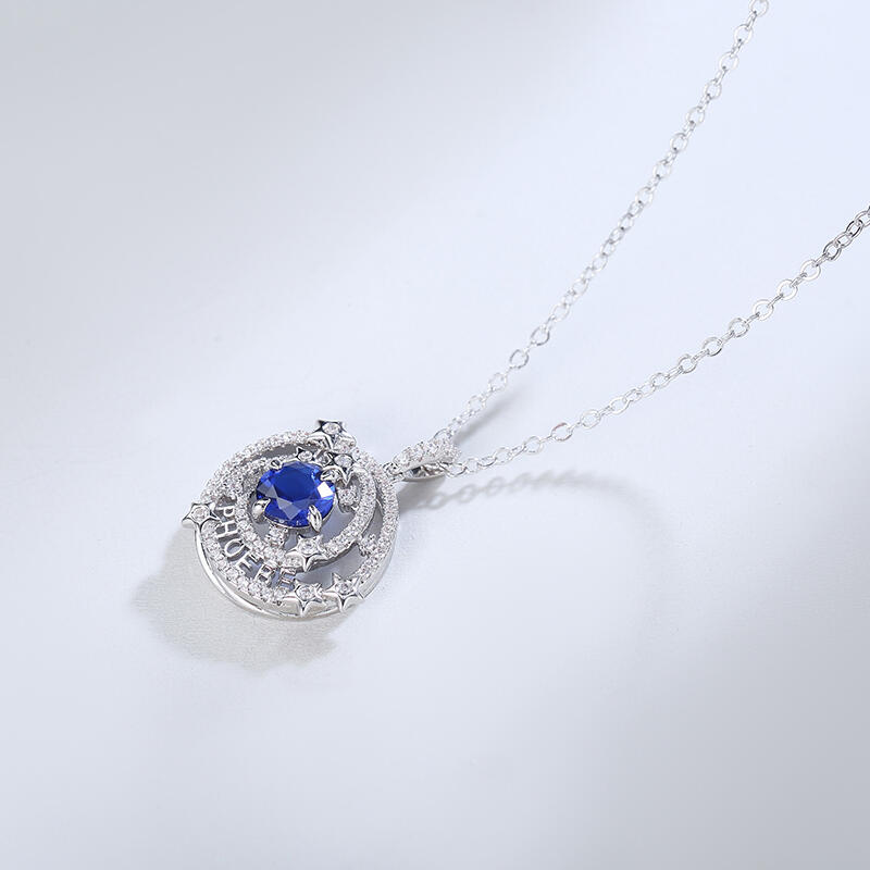 Jeulia "Night Sky" Personalized Round Cut Sterling Silver Necklace