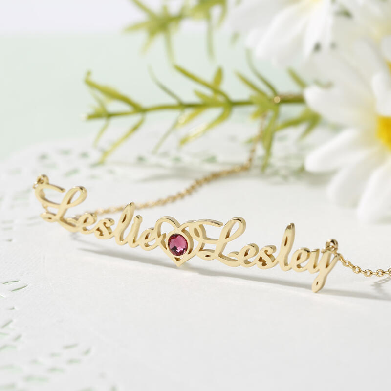 Jeulia "We Are Doomed" Personalized Name Necklace with Birthstone
