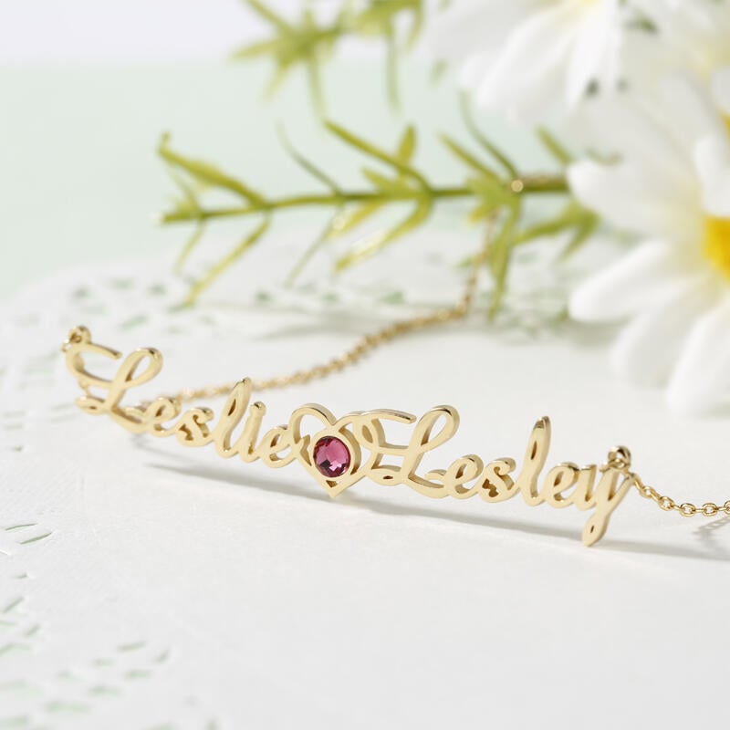 Jeulia "We Are Doomed" Personalized Name Necklace with Birthstone