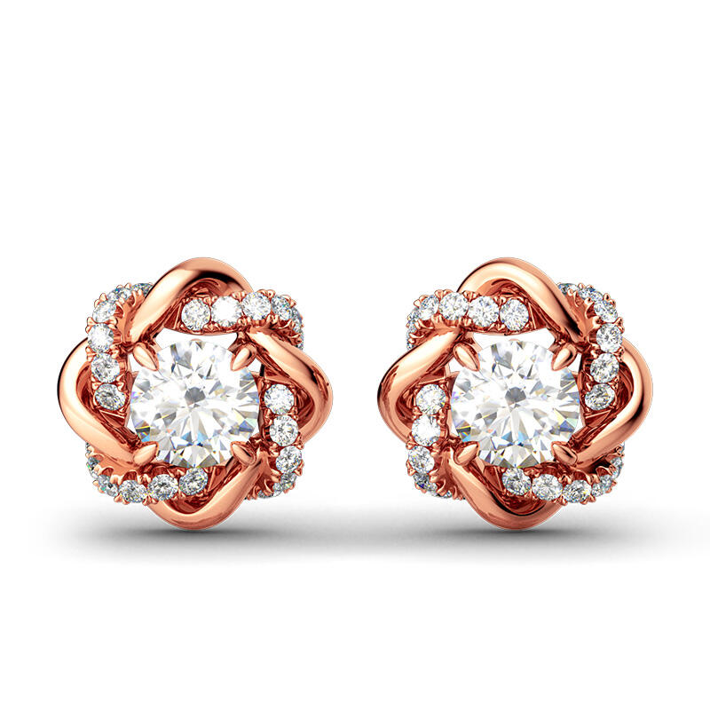 Jeulia Twist Halo Round Cut Sterling Silver Jewelry Set