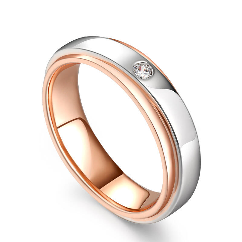 Jeulia Anillo para mujer con dos tonos oro rosa de plata de ley