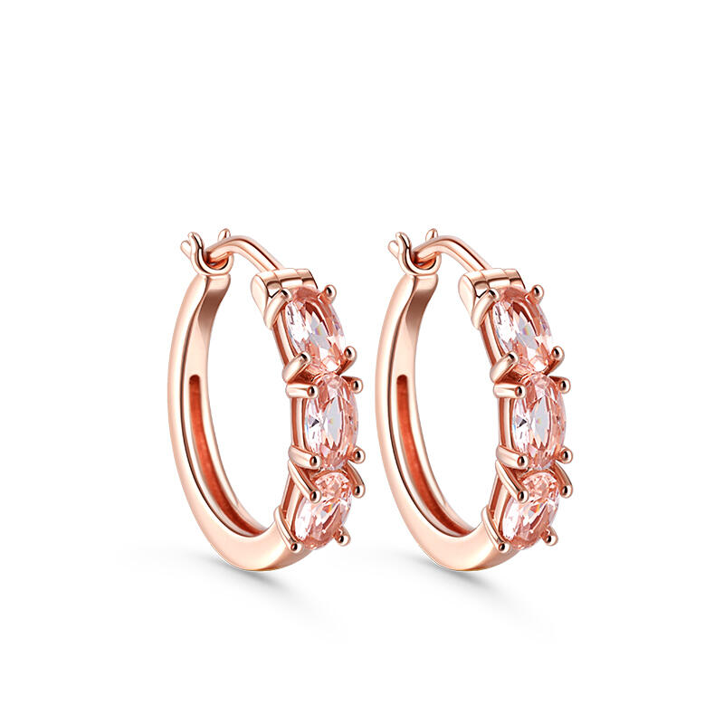 Jeulia Oval Cut Synthetic Morganite Sterling Silver Earrings