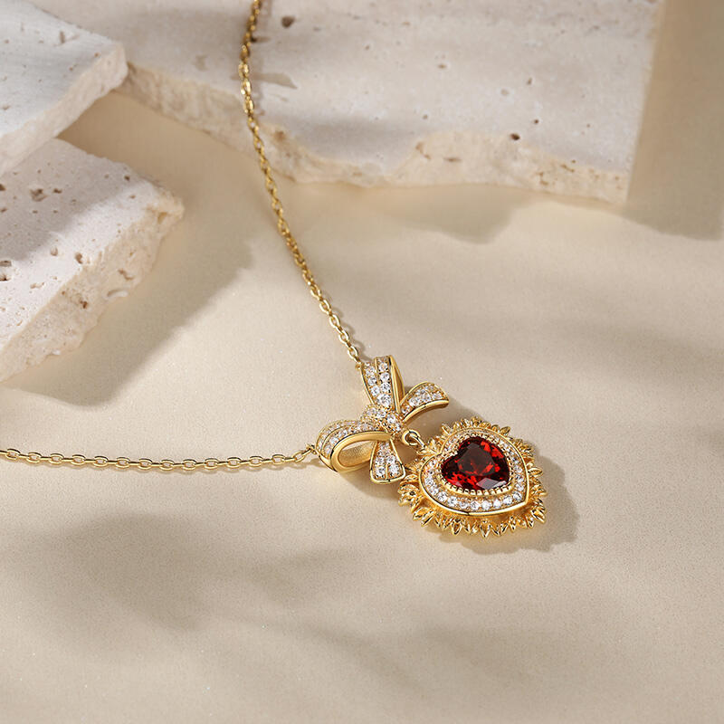 Jeulia "Radiant Love" Halo Heart Cut Sterling Silver Necklace