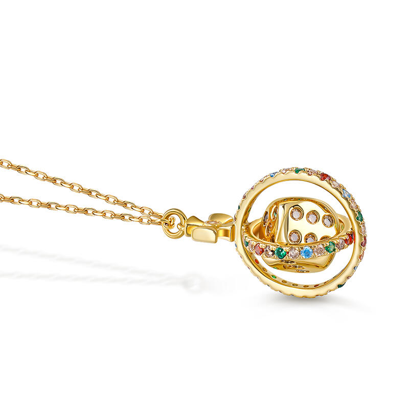 Jeulia "Lucky Dice" Sterling Silver Rotating Necklace