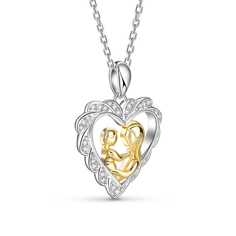 Jeulia Collar de Plata de Ley de Madre e Hija en Forma de Corazón
