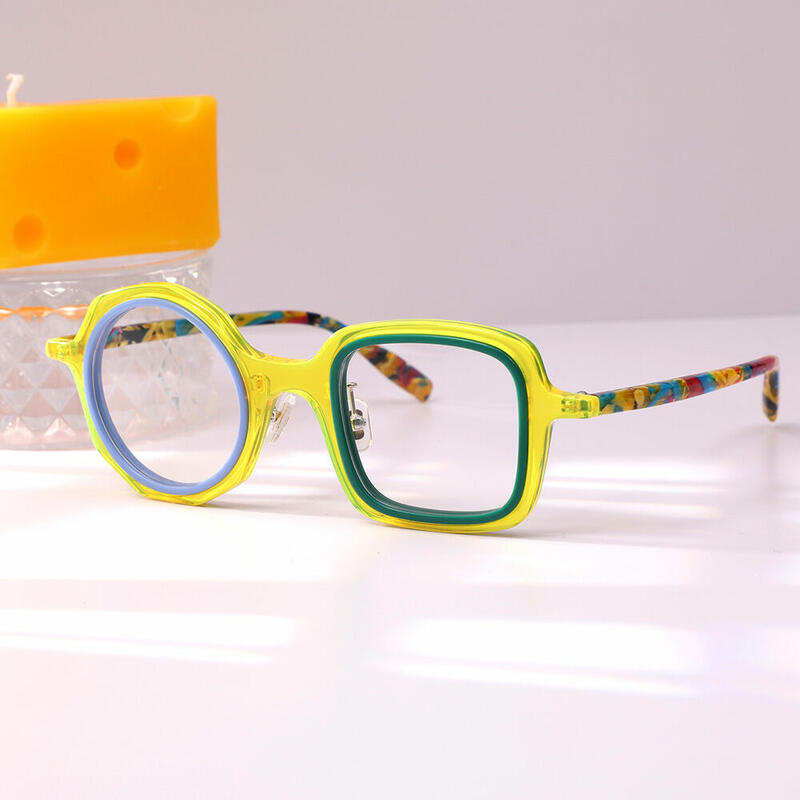Lilli Square Round Yellow Glasses