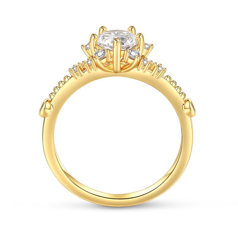 Jeulia Flower Ring Design Sterling Silver Round Cut