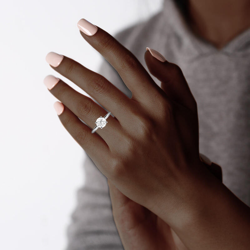 "Radiant Promise" 1ct Round Cut Knife Edge Solitaire Engagement Ring
