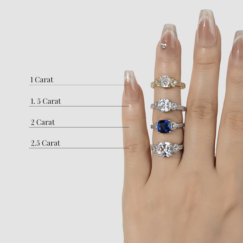 "Grow Old With Me" 2ct Cushion Cut Side Stone Engagement Ring