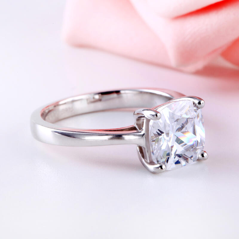 Jeulia Classic Solitaire Cushion Cut Sterling Silver Engagement Ring