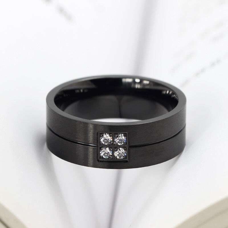 Jeulia Bague Homme Classique Noir en Acier au Titane