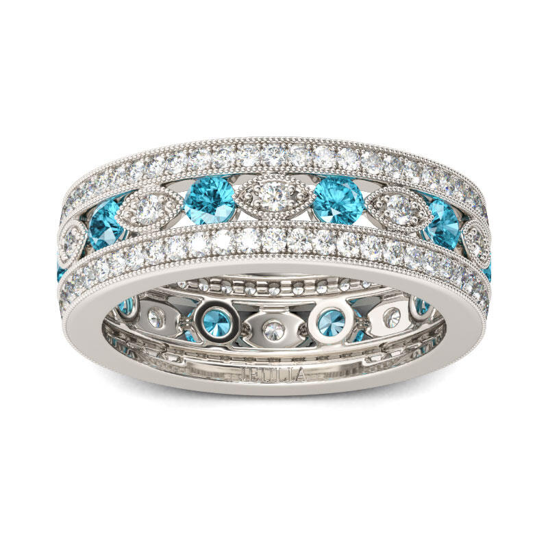 Jeulia Milgrain Round Cut Sterling Silver Women's Band