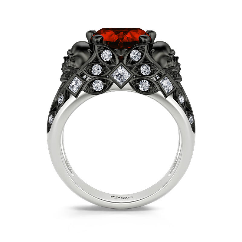 Jeulia "Bijące Serce" Wzór Czaszki Serce Wwycięte Pierścionek Srebrny