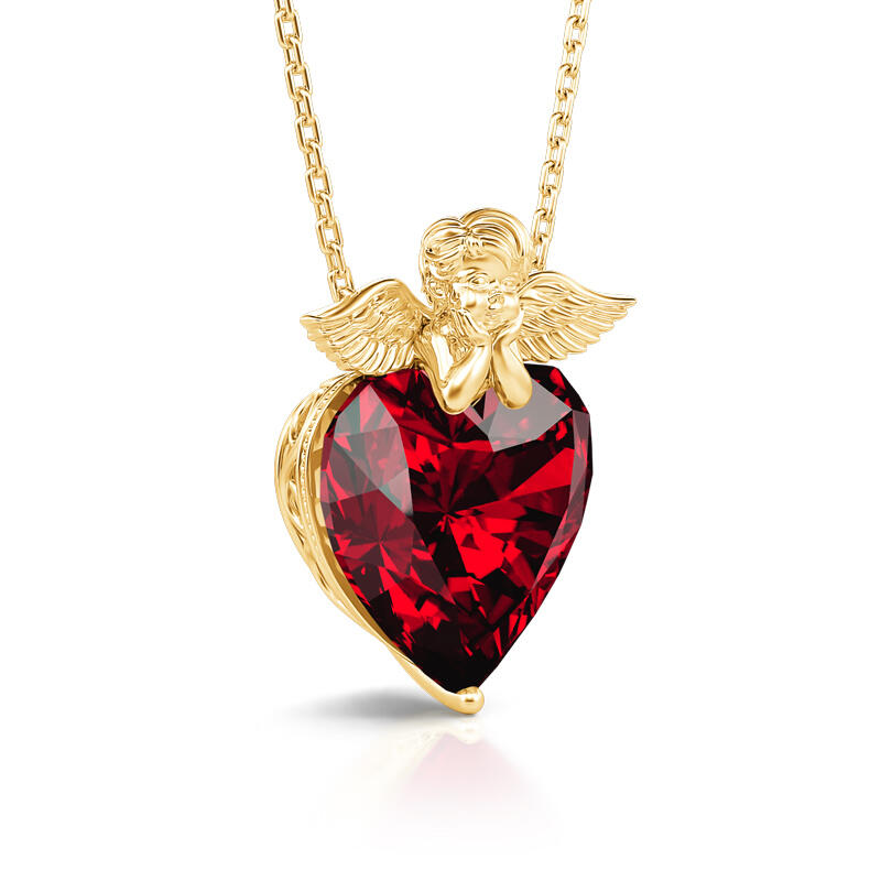 Jeulia Collar con colgante de corazón de Cupido de plata de ley