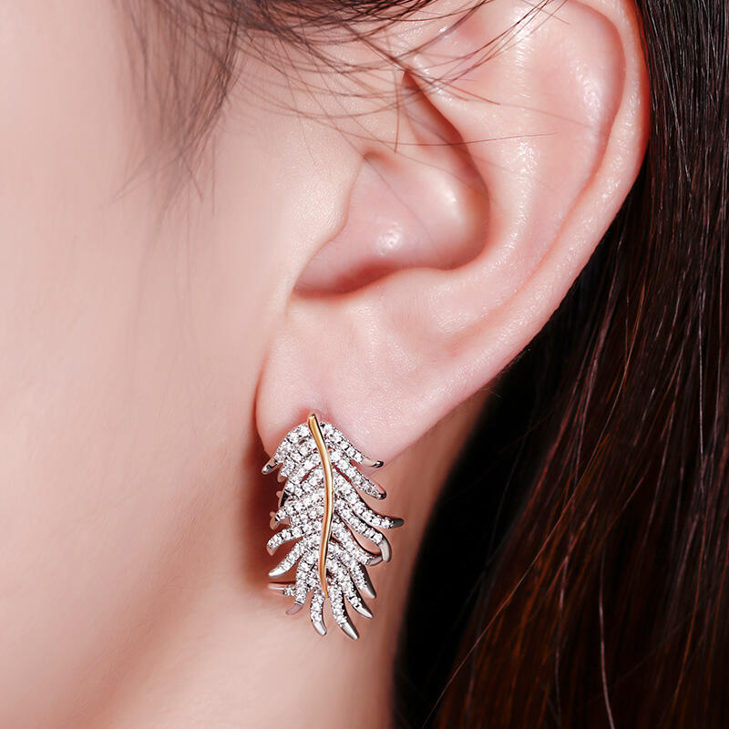 Jeulia "Feathers Appear When Angels Are Near" Sterling Silver Earrings
