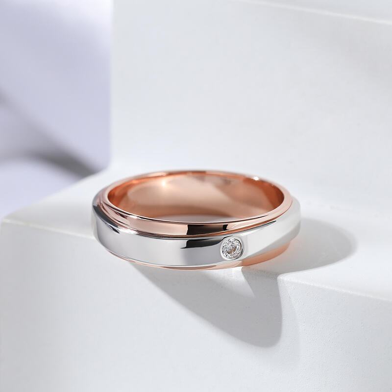 Jeulia Anillo para mujer con dos tonos oro rosa de plata de ley