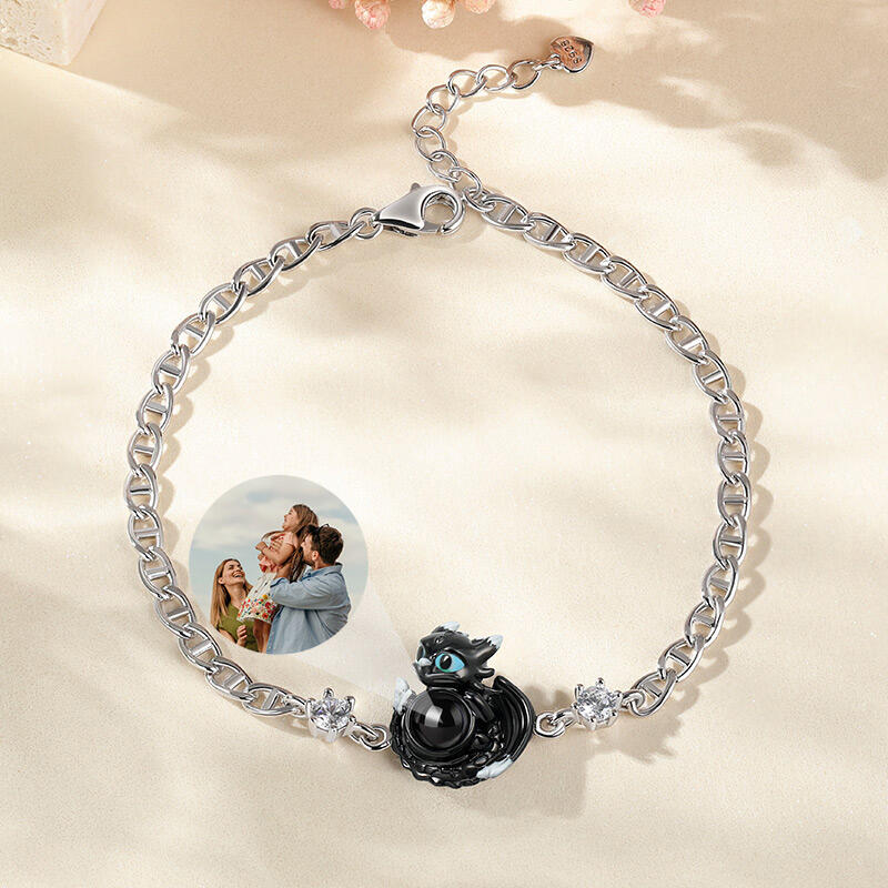 Jeulia "Your Dragon" Personalized Photo Projection Sterling Silver Bracelet
