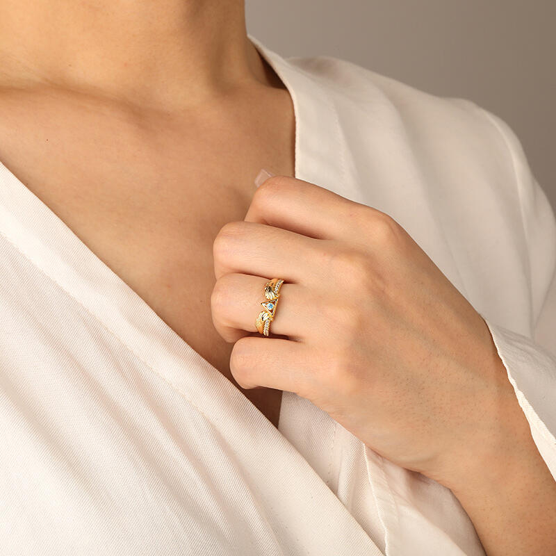 "Ode To Fate" Round Cut Side Stone Engagement Ring