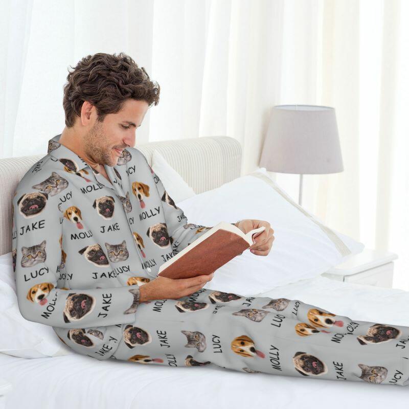 Gepersonaliseerde pyjama met foto en naam van je geliefde huisdier Aantrekkelijk warm cadeau voor dierenliefhebbers