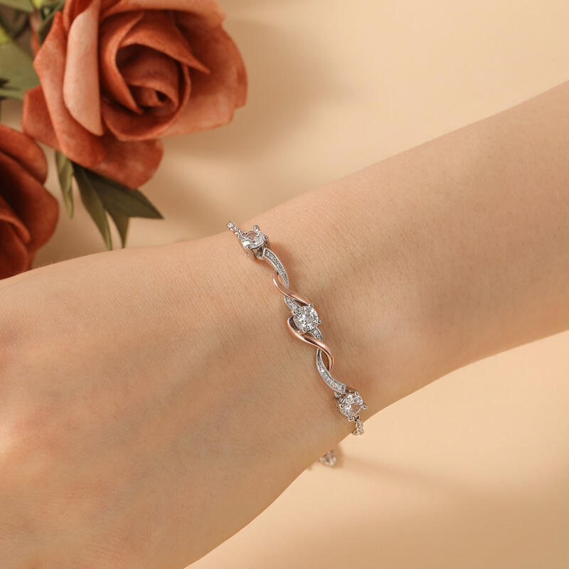 Jeulia Amore Two Tone Three Stone Bracelet