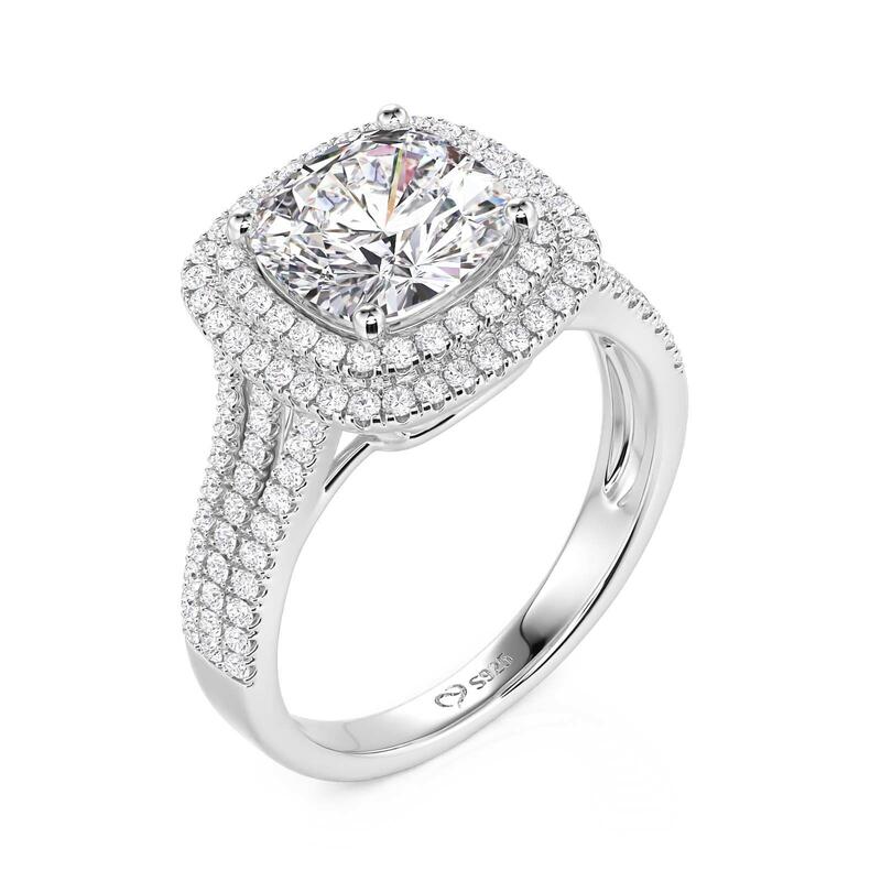 Jeulia Double Halo Square Cushion Cut Engagement Ring
