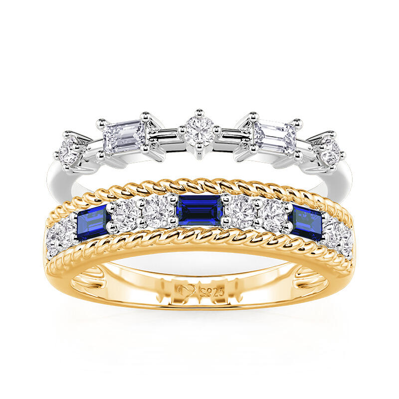 Jeulia Everyday Two Tone Rope Twisted Engagement Ring Set 2PCS