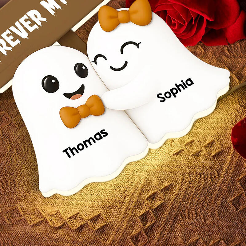 Personalized Name Night Light Ghost Couple Design Best Halloween Gift