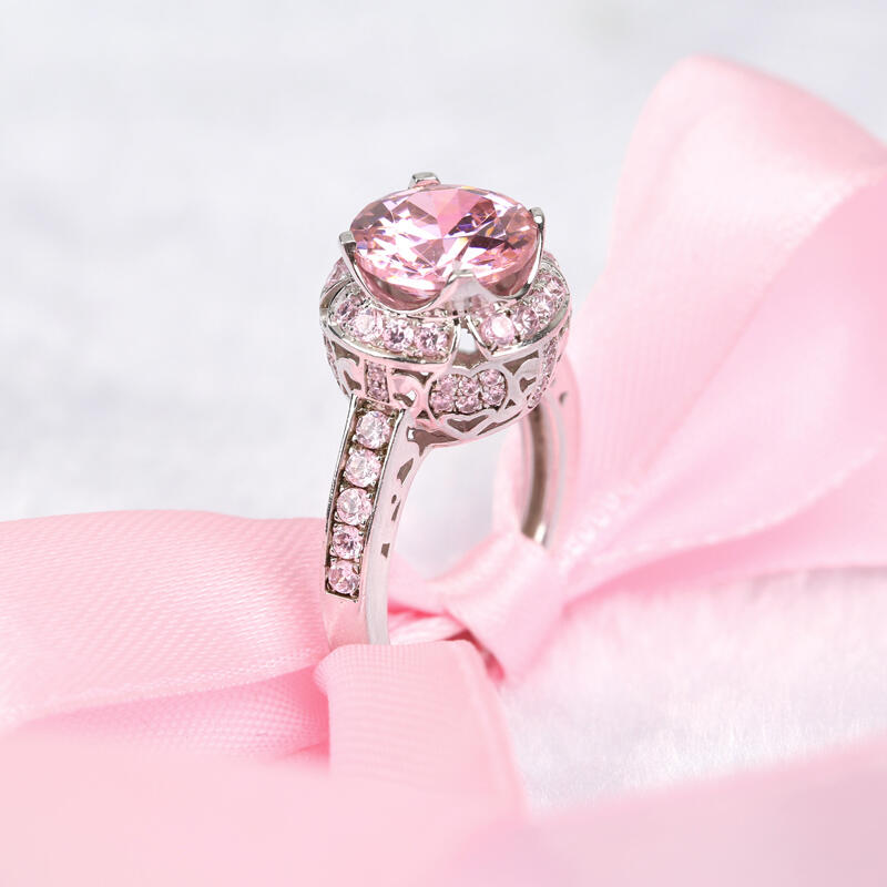 Jeulia Aureola Pierścionek Srebrny Duży Kamień Szlifowany Okrągło.