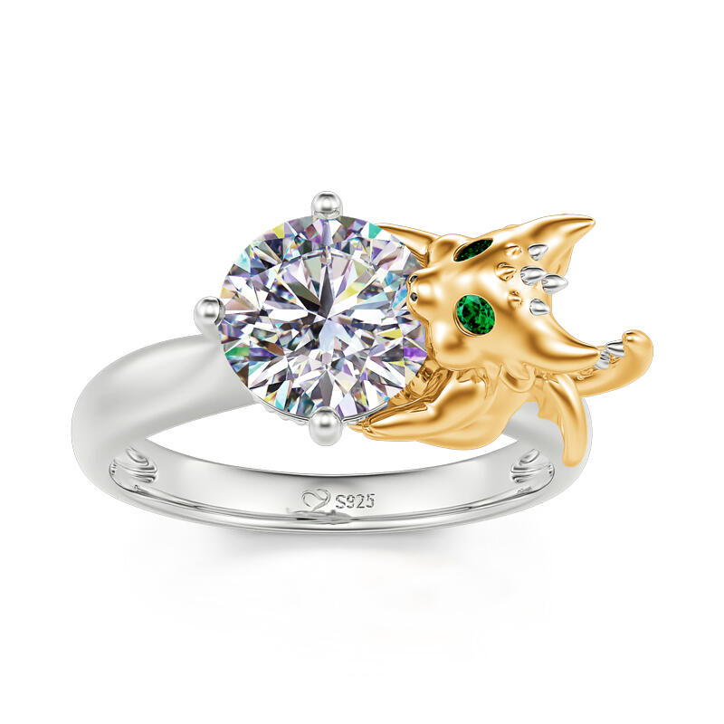 Jeulia Hug Me "Unrivalled Power" Dragon Round Cut Sterling Silver Ring