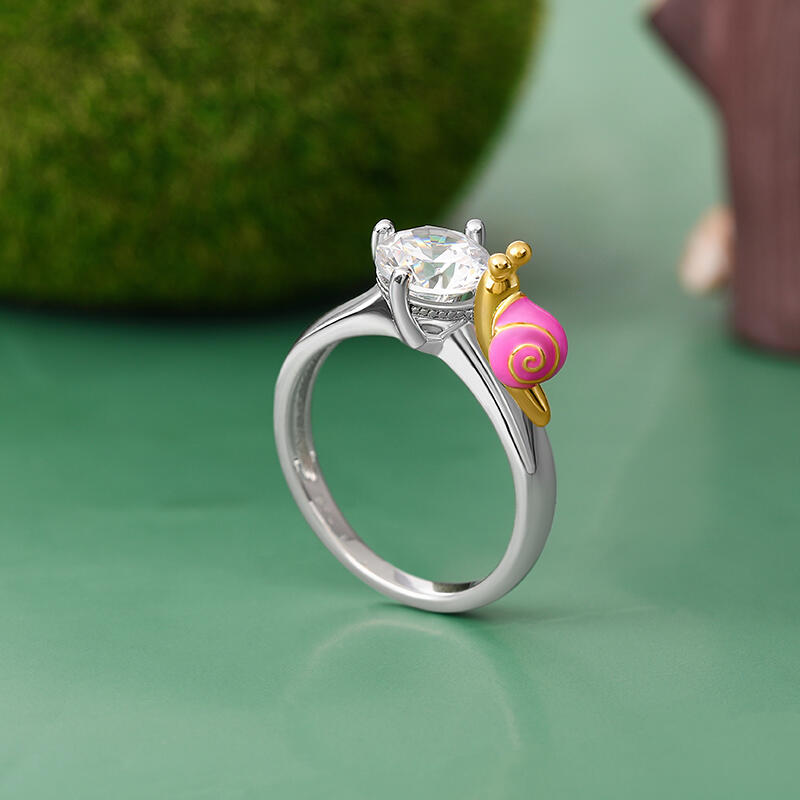 Jeulia Hug Me "at My Own Pace" Two Tone Snail Sterling Silver Ring