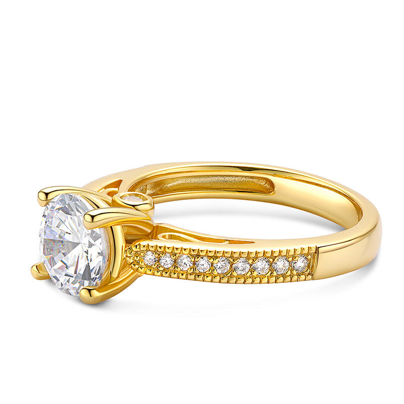 Jeulia Classic Round Cut Sterling Silver Ring