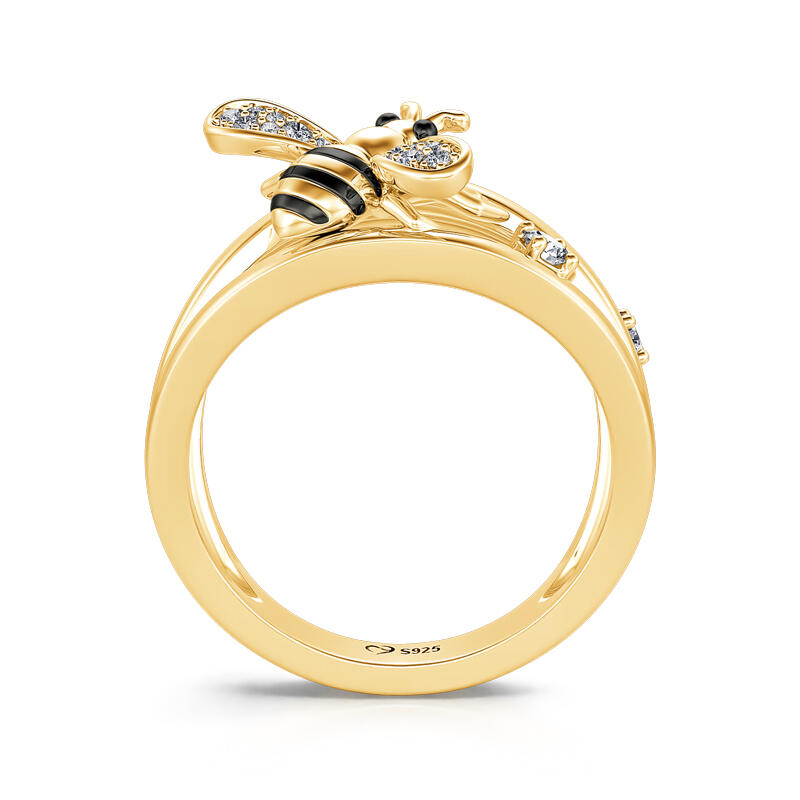 Jeulia Honey Bee Crossover Sterling Silver Ring