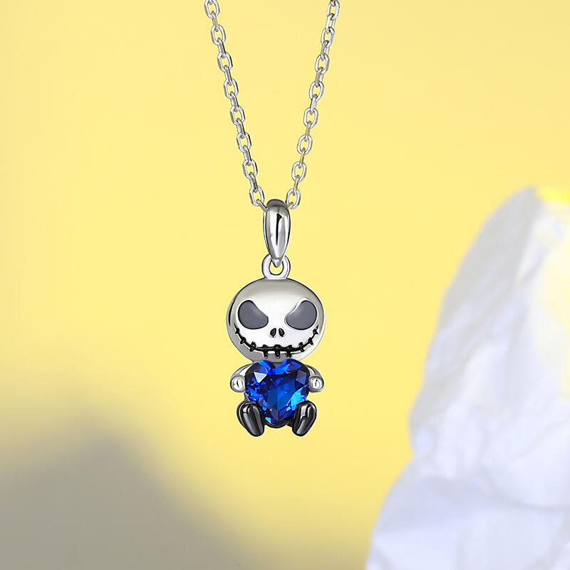 Jeulia Hug Me "Love Confession" Skull Heart Cut Sterling Silver Necklace