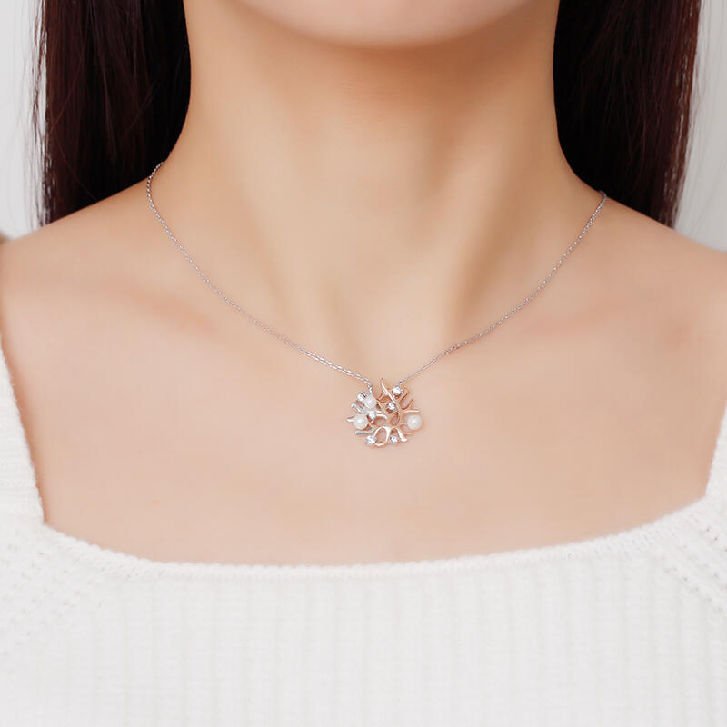 Jeulia Collar de coral de plata esterlina de perlas cultivadas