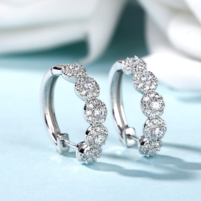Jeulia Classic Round Cut Sterling Silver Hoop Earrings