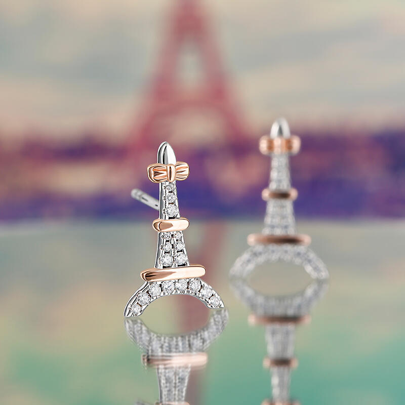 Jeulia "Romantic Paris" Eiffel Tower Sterling Silver Children's Earrings