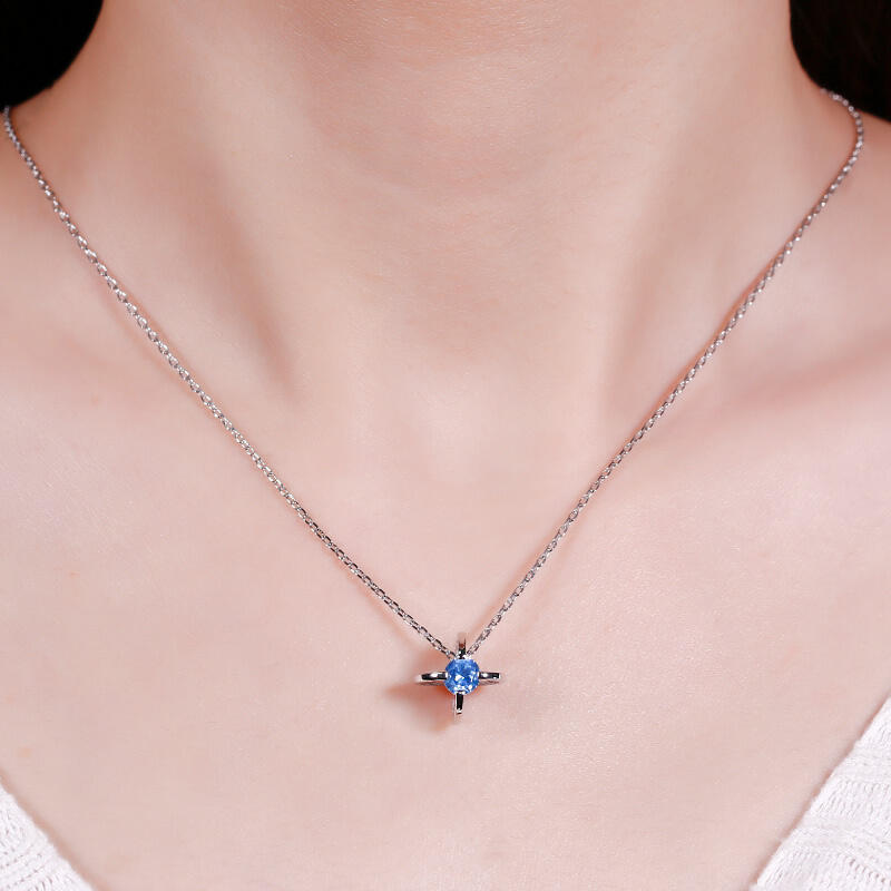 Jeulia Personalized Round Cut Sterling Silver Necklace