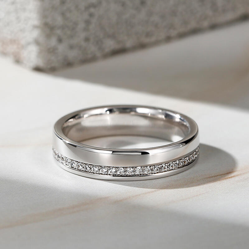 Jeulia Anillo de hombre de compromiso con corte redondo de plata de ley