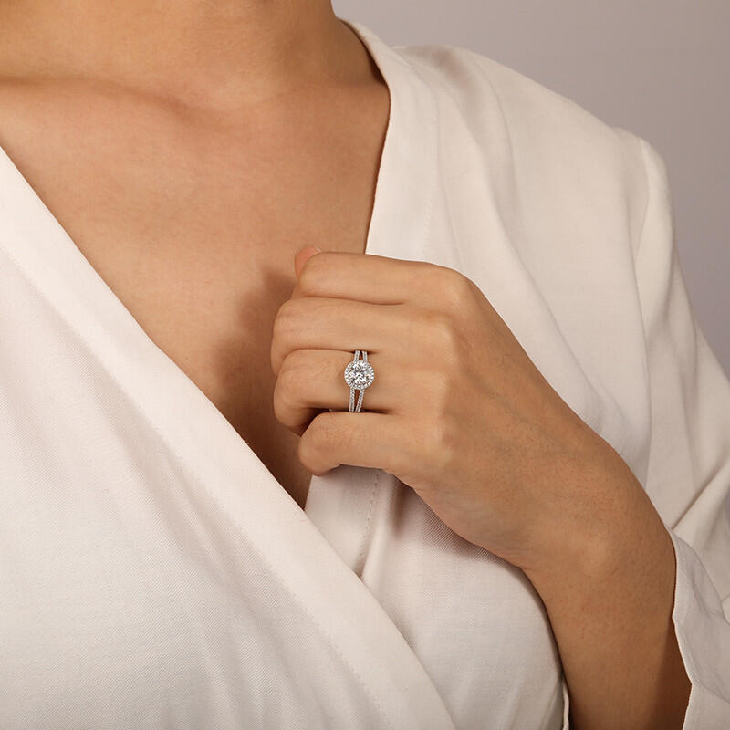 "My Queen Forever " Round Cut Halo Engagement Ring