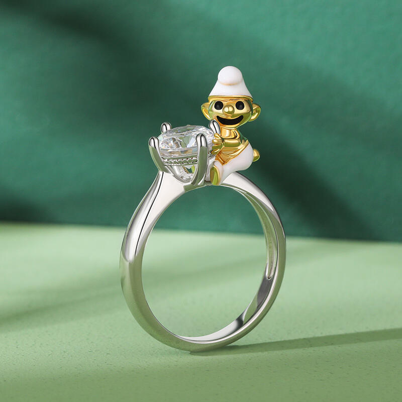 Jeulia Hug Me "Little Elf" Round Cut Sterling Silver Ring
