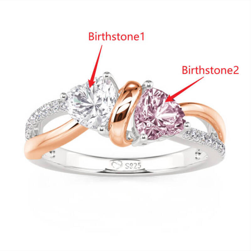 Jeulia Amore Custom Ribbon Twisted Two Tone Heart Engagement Ring