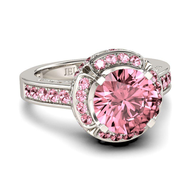 Jeulia Aureola Pierścionek Srebrny Duży Kamień Szlifowany Okrągło.