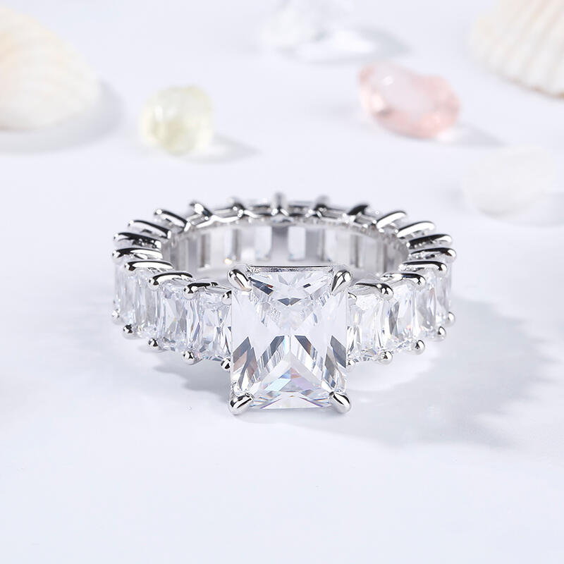 Jeulia Radiant Cut Eternity Sterling Silver Ring