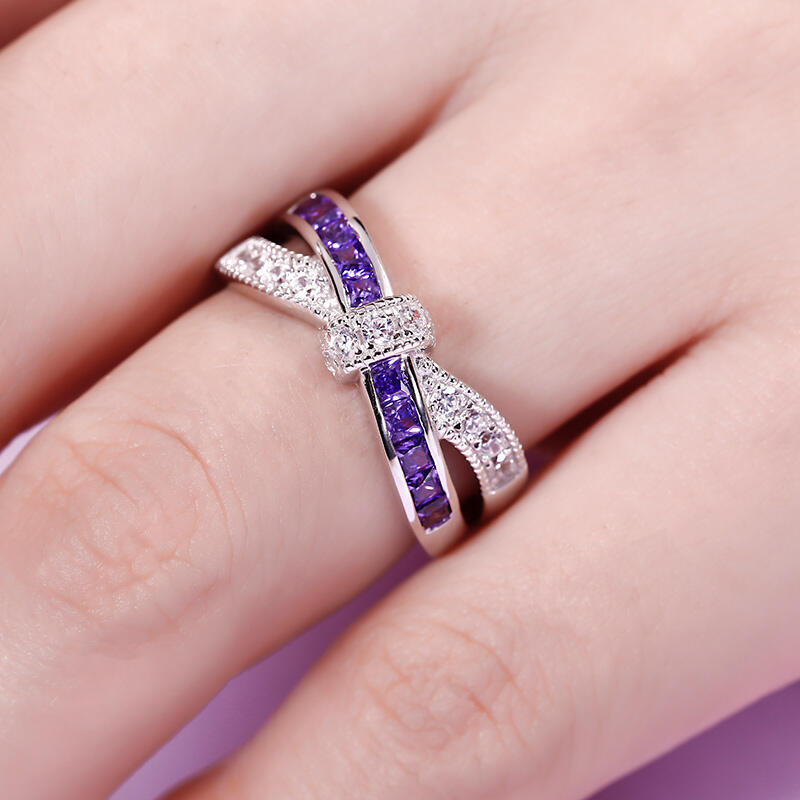 Jeulia Crossover Sterling Silver Women's Band