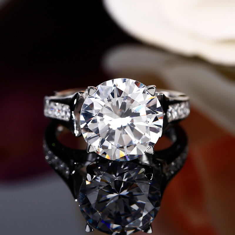 Jeulia Flower Round Cut Sterling Silver Ring